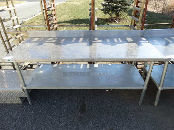 Regency Stainless Steel Commercial Table w/ Backsplash and Metal Undershelf. 72x30x38