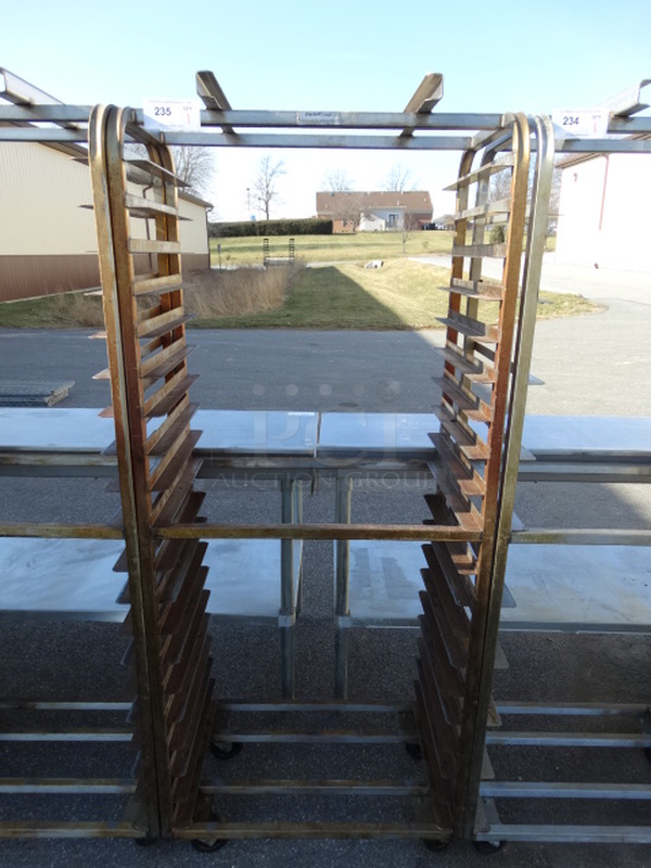 Metal Commercial Pan Transport Rack w/ Top Guide for Rack Oven on Commercial Casters. 28.5x18x70
