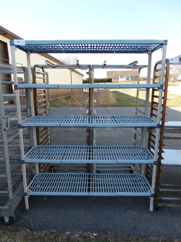 Metro Max Poly and Metal 5 Tier Shelving Unit. 60x18x75. BUYER MUST DISMANTLE. PCI CANNOT  DISMANTLE FOR SHIPPING. PLEASE CONSIDER FREIGHT CHARGES.