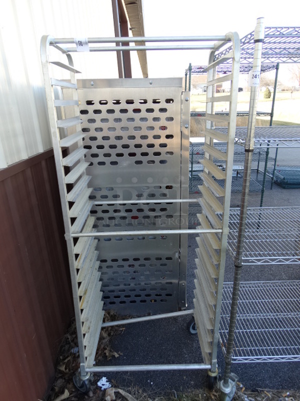 Metal Commercial Pan Transport Rack on Commercial Casters. 28.5x18x69