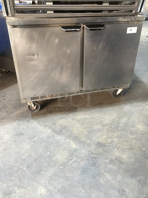 Beverage Air Commercial 2 Door Lowboy Freezer! All Stainless Steel! Model WTF48A Serial 10105984! 115V 1Phase!