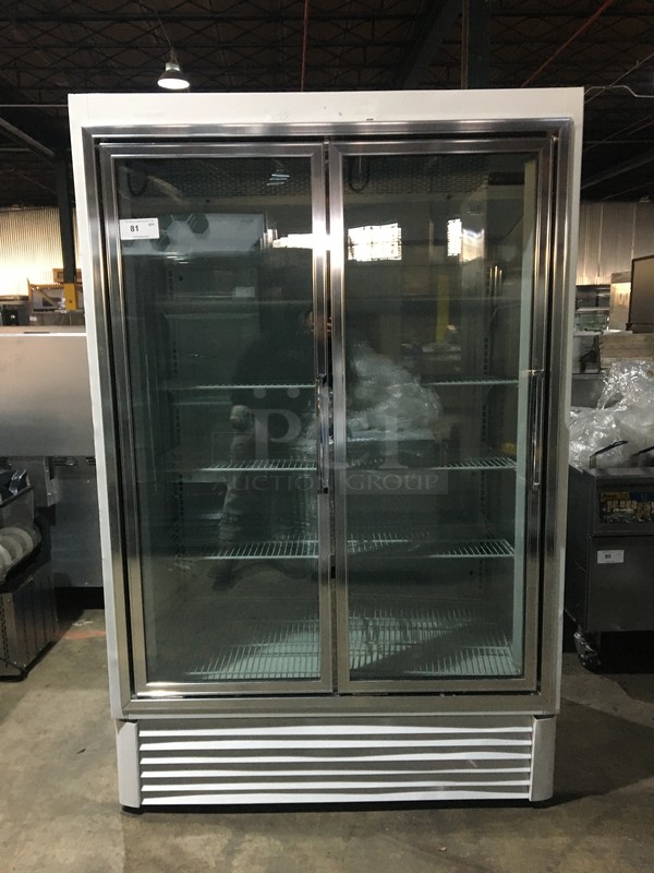Nice! Hussmann Commercial 2 Door Reach In Freezer Merchandiser! With Poly Coated Racks! Model HGL2BS Serial 07H05184144! 115/208/230V 1 Phase!