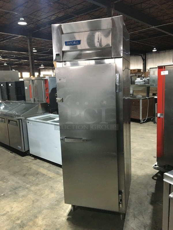 McCall Commercial Single Door Reach In Refrigerator! All Stainless Steel! Model 11020 Serial M719304! 115V 1Phase! On Legs!