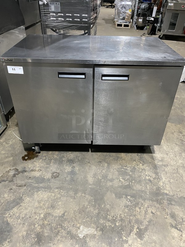 Delfield Commercial 2 Door Refrigerated Lowboy! All Stainless Steel! On Commercial Casters!