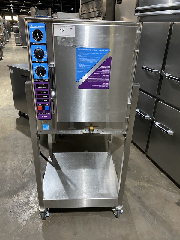 NICE! Intek Commercial Electric Powered Xtreme Steam Steamer! All Stainless Steel! With Underneath Storage! Model XS240123 Serial 1552! 240V 1/3Phase! On Commercial Casters!