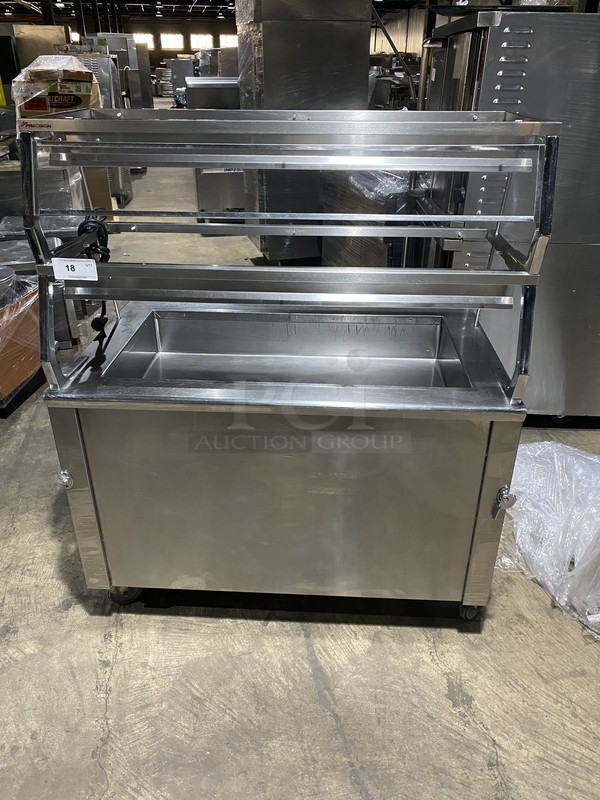 Precision Commercial Refrigerated Cold Pan! With Sneeze Guard! All Stainless Steel! On Commercial Casters! 