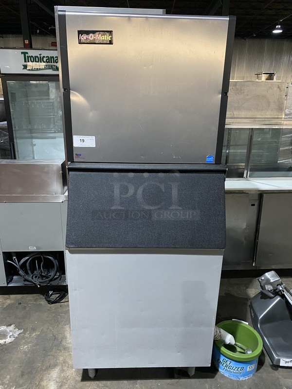Ice-O-Matic Commercial Ice Machine! On Ice Bin! All Stainless Steel! Model ICE1006HW3 Serial 12081280014841! 208/230V 1Phase! On Ice! 2 X Your Bid! Makes One Unit!