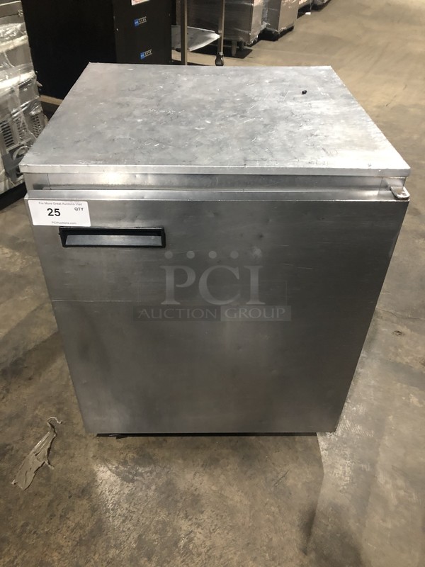 Delfield Commercial Single Door Refrigerated Lowboy! With Poly Coated Rack! All Stainless Steel! On Commercial Casters!