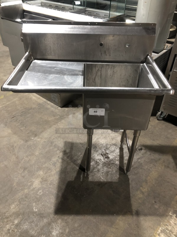 Atlanta Commercial Dishwasher Table! With Sink & Faucet! With Backsplash! With Left Side Drainboard! All Stainless Steel! On Legs!