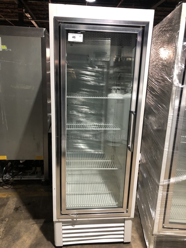 Hussmann Commercial Single Door Reach In Refrigerator Merchandiser! With Poly Coated Racks! Model HGL1BS Serial 07F04149206! 115V 1Phase!