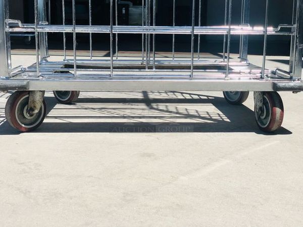 NICE!! Stainless Steel Tray Caddie on Commercial Casters. MULTI-FUNCTIONAL - Can be used for a variety functions.  23-3/4x33-1/2x63-1/2    **Trays pictured are not included, for demonstration purposes only** - Image 5 of 8