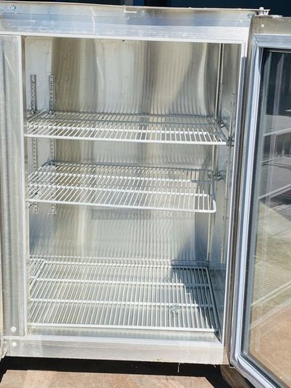 LIKE NEW! Krowne Back Bar. Model BS84L-KNB-LLR 115V, 60Hz, 1Ph, 9A. 35x84x24 Removed from the SLS. Used Briefly

35" high without top, 36" high 
24" front to back depth 
All stainless steel, coved corner interior with LED lighting Digital Thermostat Sideblow refrigeration 
High performance refrigeration system
Expansion valve with 134A refrigerant
Operating range of 30°F - 40°F (Preset at 35°F)
Heavy duty 18-gauge door jambs
NSF epoxy coated durable shelves. One bottom and two adjustable shelves per door.

*Due to EPA Regulations the Freon was removed.  - Image 7 of 9