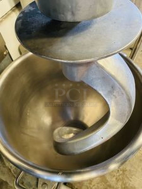 AMAZING!! Berkel Model FMS-60 60 Qt. Planetary Mixer Bowl Caddy.  with 6-speed, 3 HP (continuous duty), totally enclosed, and permanently lubricated, thermally protected motor; Includes 60 Qt. Bowl, Bowl Caddy and Dough Whip.  200-240V 50/60Hz 3/1Ph 8/15Amp  29-1/4"x36"x61" - Image 3 of 7