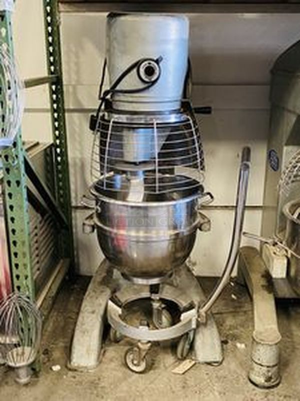 AMAZING!! Berkel Model FMS-60 60 Qt. Planetary Mixer Bowl Caddy.  with 6-speed, 3 HP (continuous duty), totally enclosed, and permanently lubricated, thermally protected motor; Includes 60 Qt. Bowl, Bowl Caddy and Dough Whip.  200-240V 50/60Hz 3/1Ph 8/15Amp  29-1/4"x36"x61" - Image 5 of 7