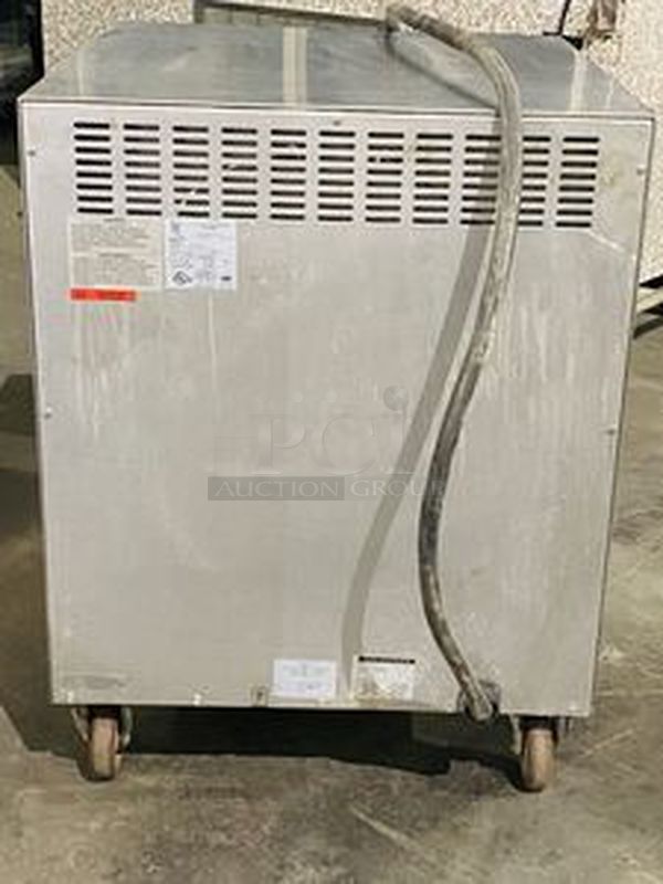 Bakers Pride P-44S Electric Countertop Pizza and Pretzel Oven On Commercial Casters - 208V, 1 Phase, 7200W   26”W x 28 1/2”H x 28”D   Baking Chamber Width 20 3/4 Inches Baking Chamber Depth 20 3/4 Inches Deck Height 3 1/4 Inches  Exterior Material: Stainless Steel Interior Material: Aluminized Steel Number of Decks: 4 Number of Doors: 2 Power Type: Electric Style: Deck Style Temperature Range: 300 - 650 Degrees F - Image 8 of 8