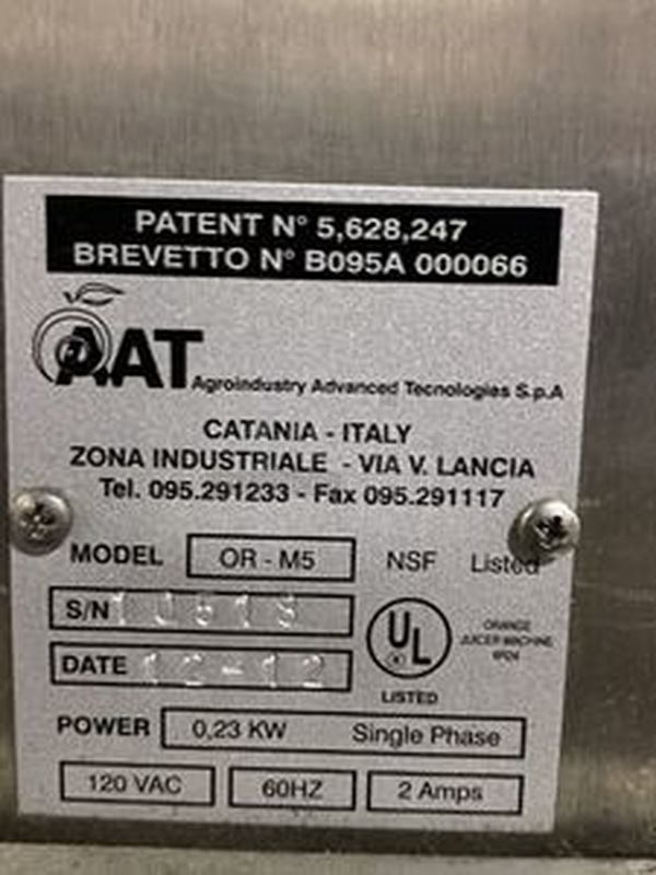 Orange Fresh OR M5 Countertop Fresh Orange Juicer With Powered Basket for 15 kg (33 lb)of Oranges. 120V 60Hz 2Amps 1Ph.   15-1/2x22x38 - Image 4 of 6