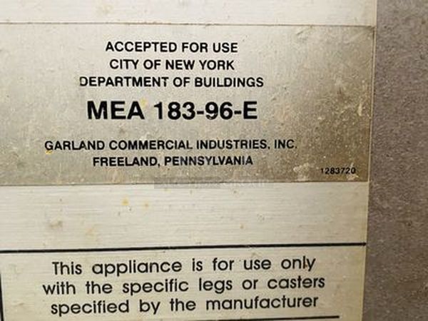 Great Condition! Garland MCO-GS-20S Master Series 200 Natural Gas Double Deck Standard Depth Full Size Convection Oven with Analog Controls - 120,000 BTU. On Commercial Casters.   The  MCO-GS-20S Oven has Master 200 solid state analog controls and a temperature range of 150-500 degrees Fahrenheit.  120V/1Ph.  Width 38 Inches  Depth 41 1/4 Inches Height 70 1/2 Inches Interior Width 29 Inches Interior Depth 24 Inches Interior Height 24 Inches 18 x 26 Pan Capacity 12 Pans Control Type Dial  Power Type Natural Gas - Image 5 of 10