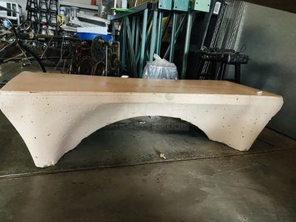 OUTDOOR READY! 7 Customizable Outdoor Concrete Benches Removed From the MGM. The Flat Light Pink Paint can EASILY be Repainted and CUSTOMIZED with a Design that Suits Your Taste.  58-3/4 x 22-5/8 x 15-1/4 