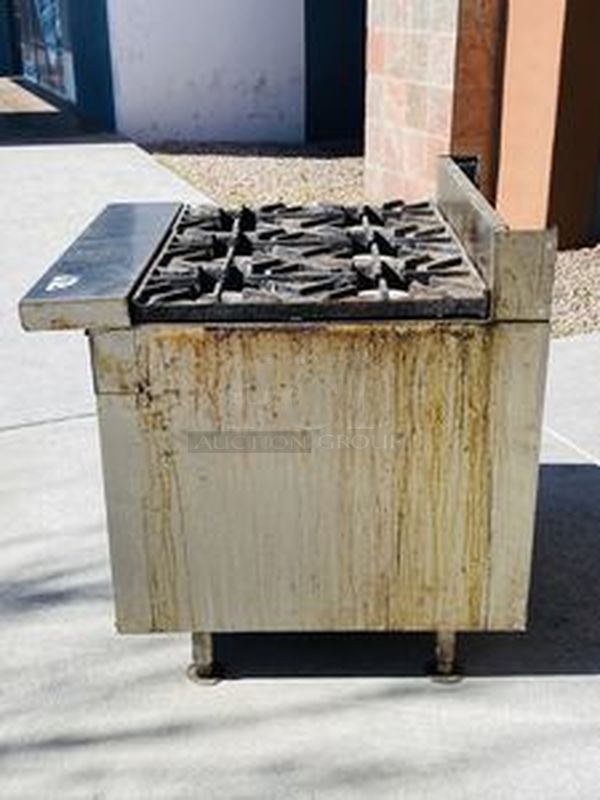 SWEET! Wolf FB363 6 Burner Range with 2 Shelf Cabinet Base. 30,000 BTU per Burner.  - Image 3 of 6