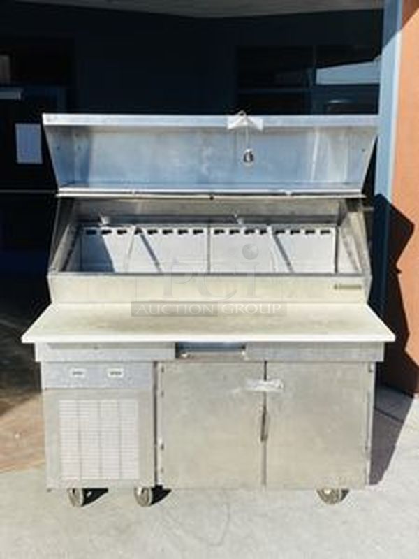 AMAZING! Traulsen Pizza Prep Table on Commercial Casters with Removable Overshelf. Gets down to and holds Temperature.