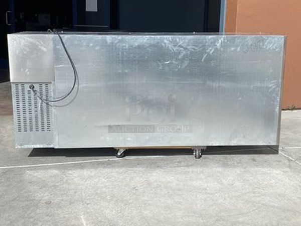 STEAL!! LIKE NEW! Krowne Refrigerated Back Bar. Model BS84R-KNB-LLR 115V, 60Hz, 1Ph, 9A. Removed from the SLS. Used Briefly. 84x24x35 Features 35" high without top, 24" front to back depth All stainless steel, coved corner interior with LED lighting Digital Thermostat Sideblow refrigeration (36", 60", 84") High performance refrigeration system Expansion valve with 134A refrigerant Operating range of 30°F - 40°F (Preset at 35°F) Heavy duty 18-gauge door jambs NSF epoxy coated durable shelves. One bottom and two adjustable shelves per door. Easy to service and clean NEMA 5-15P Plug Configuration    **Due to EPA Regulations the SLS Casino requires freon to be removed from equipment before it is allowed to leave the property.** - Image 5 of 7