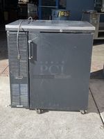 Perlick BS32 One-section Refrigerated Backbar Storage Cabinet Commercial Casters.Tested. Turns on, Gets Down to and Hold Temperature. Single sectionBlack pre-coat solid doorStainless steel interior & exterior cabinetInterior lights centered above doorVinyl coated shelves1/6 hp, 115vNSF#7 packaged food approved, Energy Star rated for all door types. NSF & UL certifiedDepth : 24.75Height : 34.5Width : 32