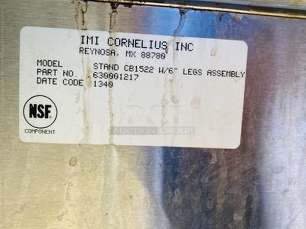 IMI Cornelius Model CB1522-AHK 6 Head Soda Fountain with Cold Plate, Ice Bin and, Carbonator.

17x25x62-1/2 - Image 7 of 7