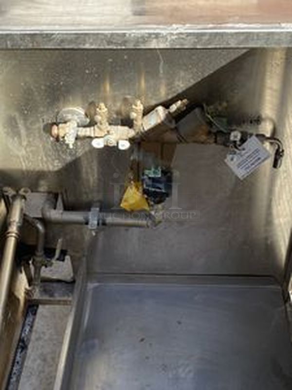 STEAL! Removed from the SLS, Stainless Steel Custom Waitress Station with Soda Cabinet, Counter top Work Space Setup for Coffee Makers with Skuttle Rail, Can Rack Storage, Removable Back for Easy Access, Sink and Counter Storage with 6" Backsplash.

150x34x38  - Image 9 of 11