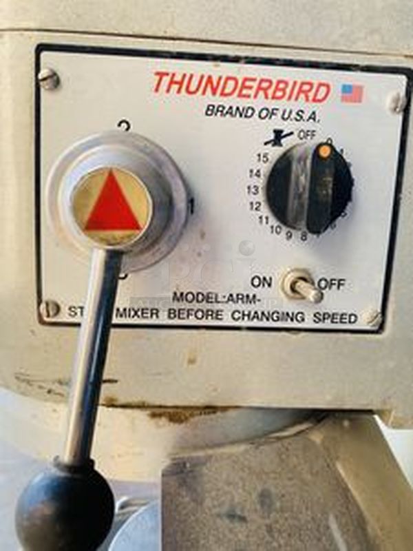 Thunderbird Model: Arm-30N Planetary Mixer. 30 Quart. 3 Speed Gear Box Turns On. Comes with Multiple Attachments. 115V 1Hp 60Hz May need minor maintenance  - Image 7 of 10