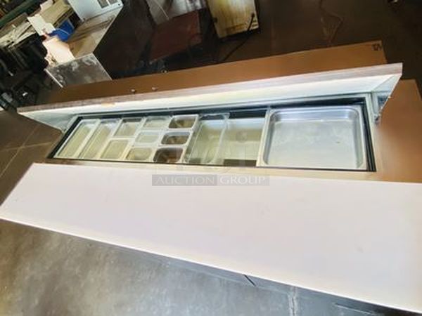 SWEET! True Model: TSSU-72-18. 72" Sandwich/Salad Prep Table w/ Refrigerated Base. On Commercial Casters. 115V 60Hz 1PH 10.5Amps.  72x30x43  Tested. Turns on. Blows Cool Air - Image 3 of 10