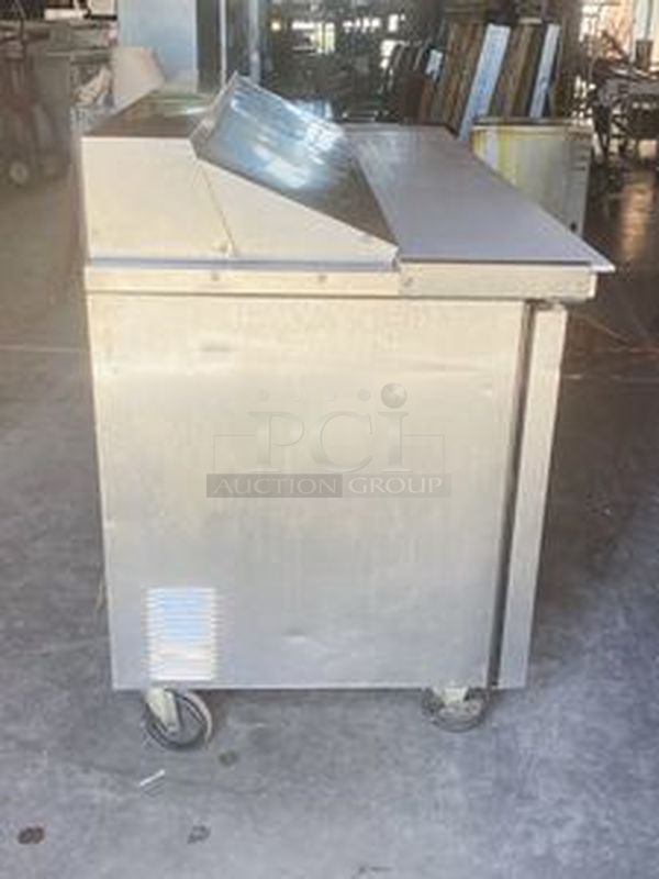 SWEET! True Model: TSSU-72-18. 72" Sandwich/Salad Prep Table w/ Refrigerated Base. On Commercial Casters. 115V 60Hz 1PH 10.5Amps.  72x30x43  Tested. Turns on. Blows Cool Air - Image 10 of 10