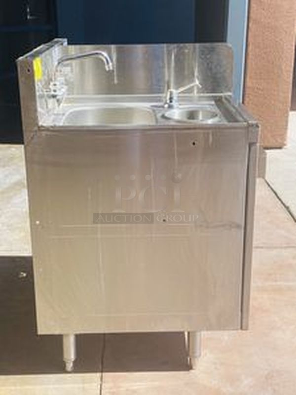 MUST HAVE!! Stainless Steel Krowne Back Bar Combo Unit - Hand Washing Sink, Soap Dispenser, Paper Towel Dispenser, Under Sink Cabinet For Trash Storage &  Glass Drying Rack - Image 4 of 8