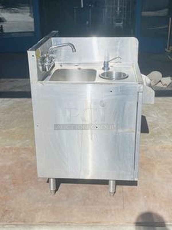MUST HAVE!! Stainless Steel Krowne Back Bar Combo Unit - Hand Washing Sink, Soap Dispenser, Paper Towel Dispenser, Under Sink Cabinet For Trash Storage &  Glass Drying Rack - Image 3 of 8