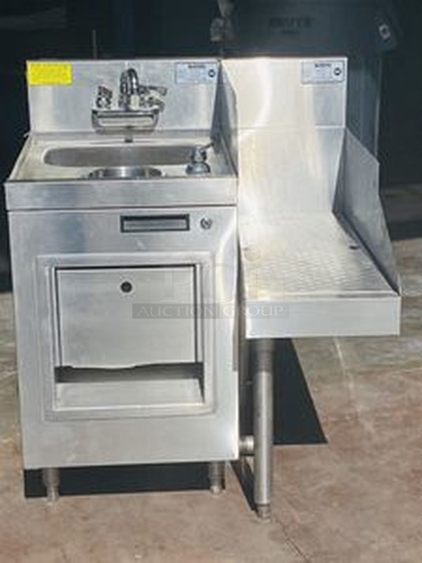 MUST HAVE!! Stainless Steel Krowne Back Bar Combo Unit - Hand Washing Sink, Soap Dispenser, Paper Towel Dispenser, Under Sink Cabinet For Trash Storage &  Glass Drying Rack - Image 1 of 8