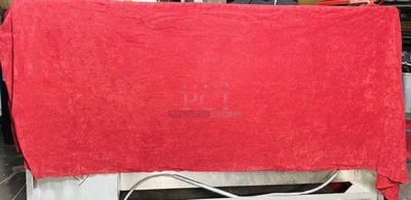 HUGE LOT! Removed From the Bellagio, 1 Pallet Lightly Used - Beautiful School House Red Table Skirts - Each Pallet Has 12 Boxes of Approximately 12 Table Skirts. Skirts are 18x26x27