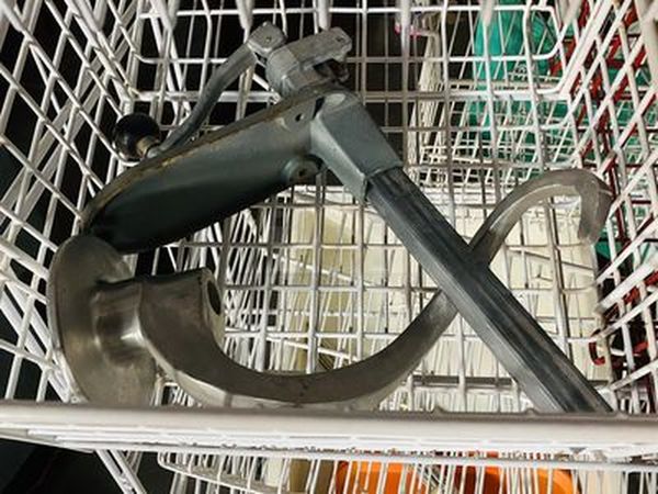 LOADED! Wire Merchandiser on Commerical Casters Jammed Full of Everything A Kitchen Can Need From A 20 Quart Dough Hook, Commercial Can Opener to Dough Proofers, A Case of Sternos, Trays and Storage! - Image 9 of 12