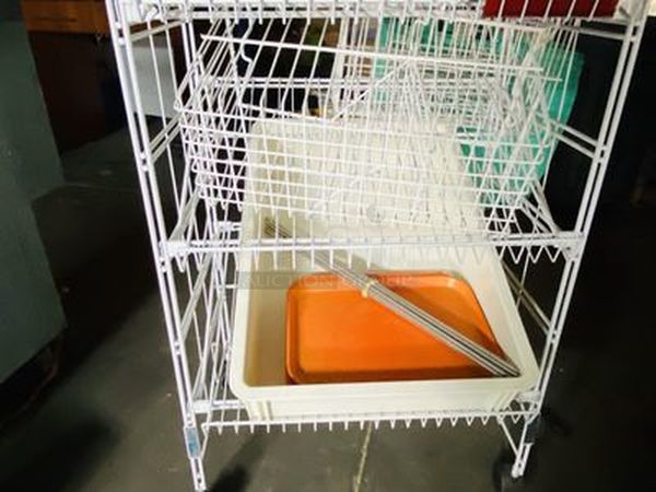 LOADED! Wire Merchandiser on Commerical Casters Jammed Full of Everything A Kitchen Can Need From A 20 Quart Dough Hook, Commercial Can Opener to Dough Proofers, A Case of Sternos, Trays and Storage! - Image 11 of 12