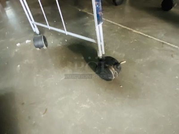 LOADED! Wire Merchandiser on Commerical Casters Jammed Full of Everything A Kitchen Can Need From A 20 Quart Dough Hook, Commercial Can Opener to Dough Proofers, A Case of Sternos, Trays and Storage! - Image 12 of 12