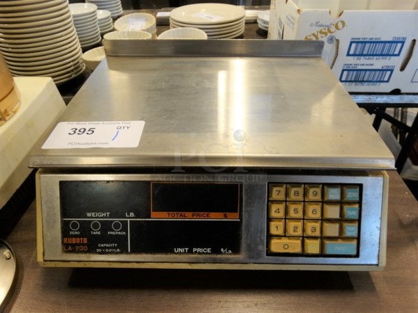 Kubota Model LA-230 Metal Countertop Food Portioning Scale. 16x13.5x7. Tested and Powers On
