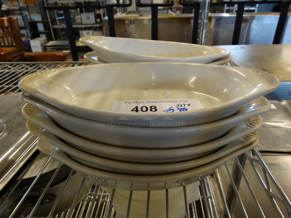 10 White Ceramic Single Serving Casserole Dishes. 10.5x5.5x1.5. 10 Times Your Bid!