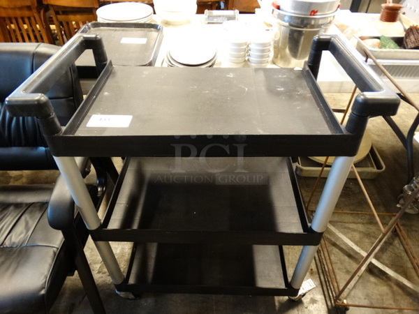 Black Poly 3 Tier Cart on Commercial Casters. 31x16x7
