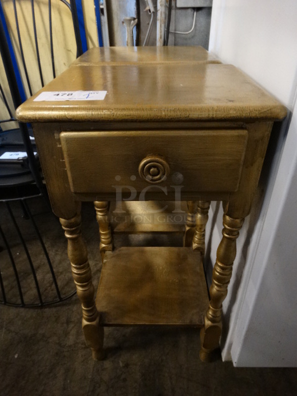 2 End Tables w/ Drawer and Undershelf. 15x14x28. 2 Times Your Bid!