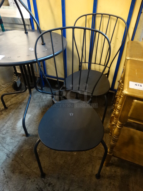 2 Black Metal Chairs. 14x17x34. 2 Times Your Bid!