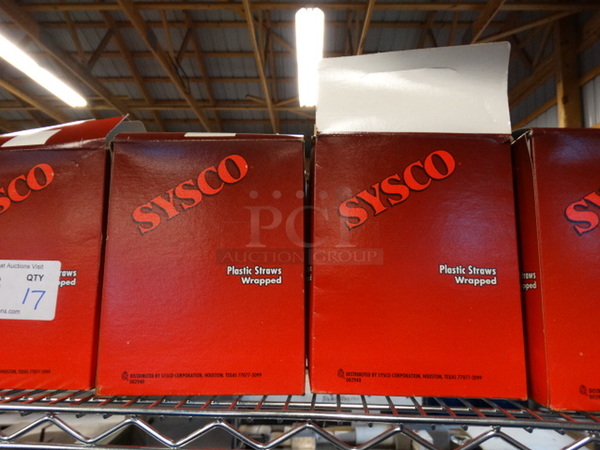 17 Boxes of Sysco Individually Wrapped Straws. 7-3/4