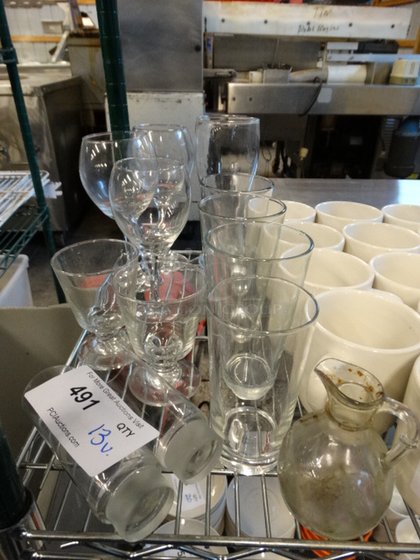 13 Various Glasses. Includes 3.5x3.5x6. 13 Times Your Bid!