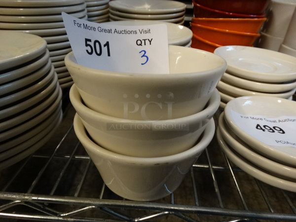 3 White Ceramic Bowls. 4.5x4.5x2.5. 3 Times Your Bid!