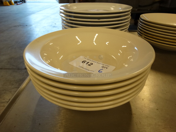 6 White Ceramic Pasta Plates. 10.5x10.5x1.5. 6 Times Your Bid!