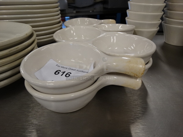 10 White Ceramic Bowls w/ Handle. 7x4.5x2. 10 Times Your Bid!
