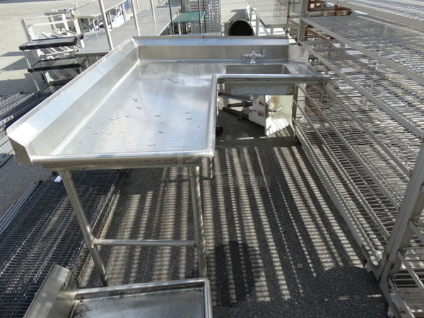 Stainless Steel Commercial Left Side L Shaped Dirty Side Dishwasher Table. 72x60x41