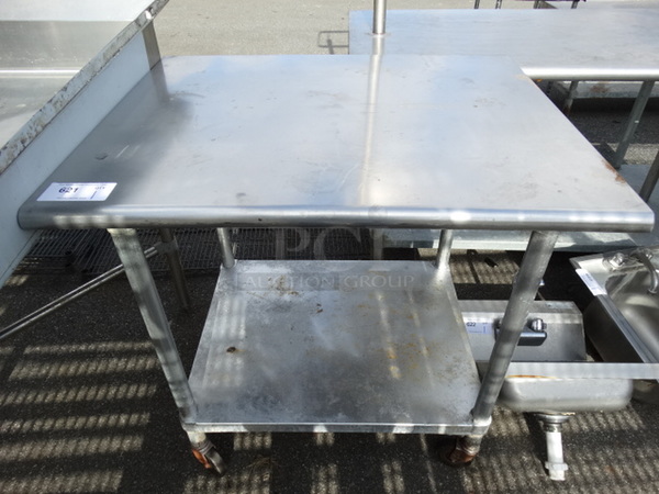 Stainless Steel Commercial Table w/ Metal Undershelf on Commercial Casters. 36x30x36